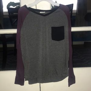 Zumiez maroon/grey long sleeved tee